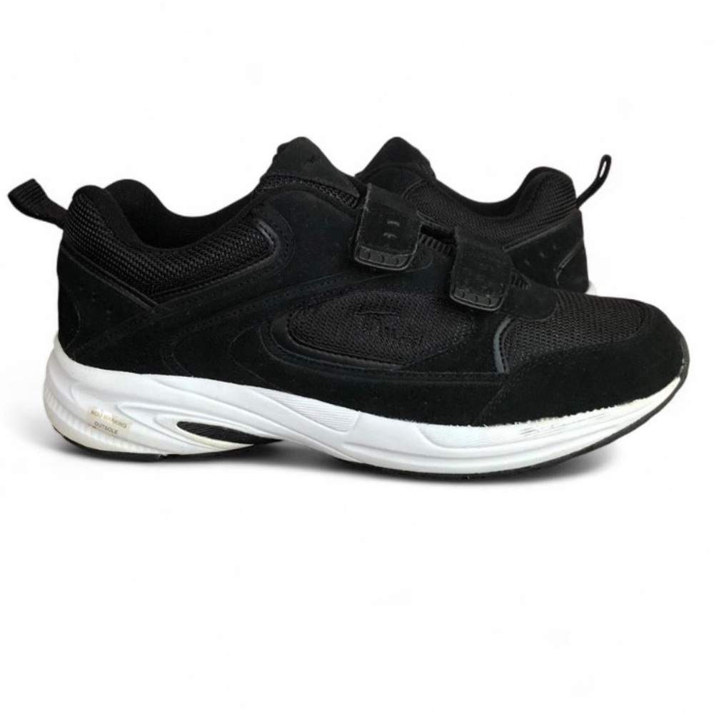New TM Sport Men’s Wide Width Black Leather & Mesh Velcro Sneakers Size 11